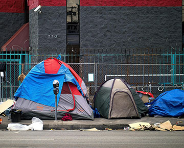 Row Of 3 Tents On Sidewalk