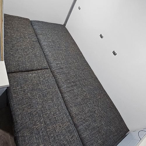 Tiny Tiny Home Prototype Interior with bed down